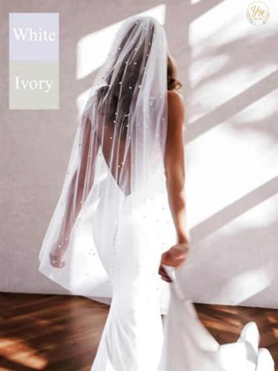 Lace Bridal Veil Fingertip Length 35 Inch with Metal Comb Wedding Ceremony main image 5